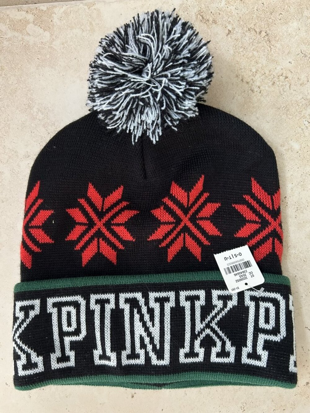 Victoria's Secret PINK Rib Winter Beanie Hat Cap in Black Red White